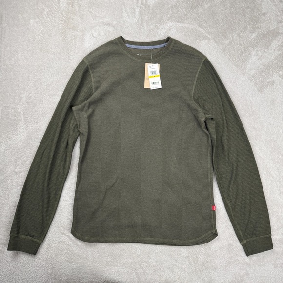 Levis Jeremiah Tshirt Mens Medium Green MSRP $39.50 Thermal Tee Waffle Knit - Picture 1 of 7